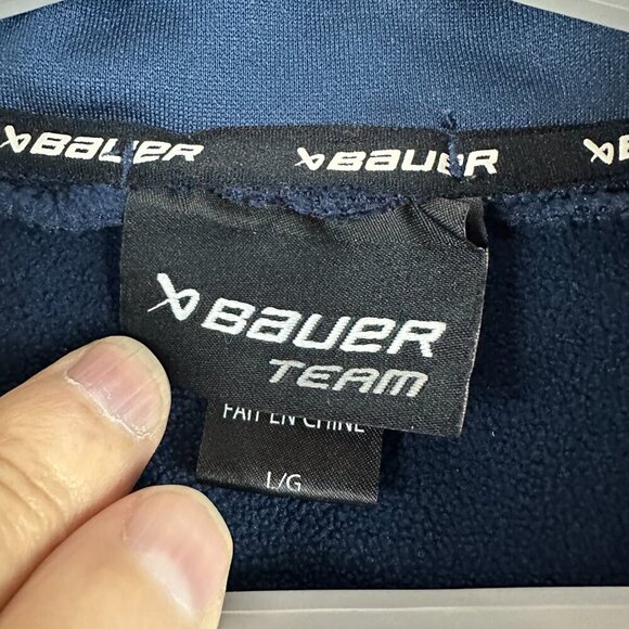 BAUER TEAM FLEECE HALF-ZIP BLUE PULLOVER WITH CHICAGO HOCKEY CLUB LOGO, SIZE L - Picture 2 of 13